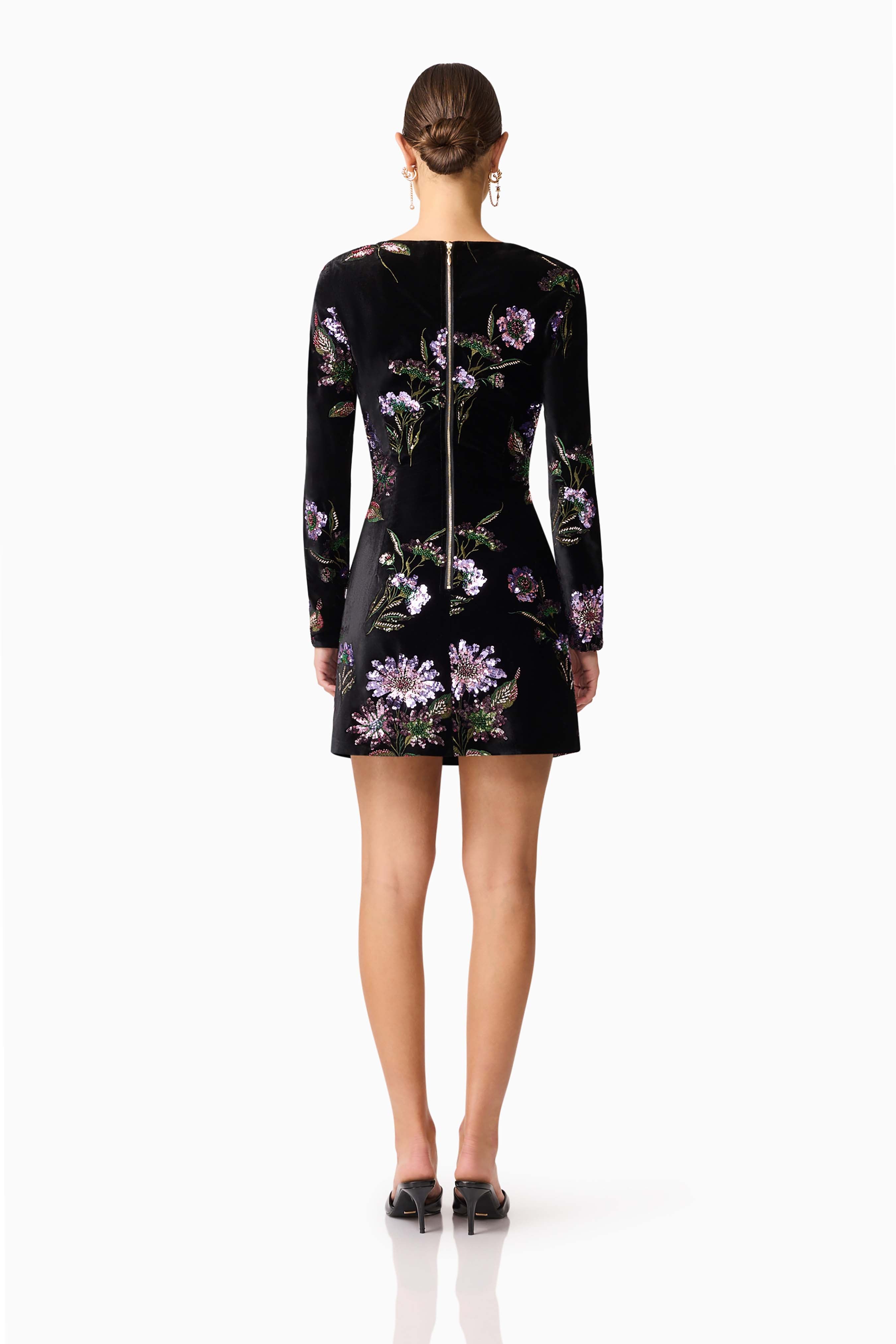Clio Long Sleeve Mini Dress in Black
