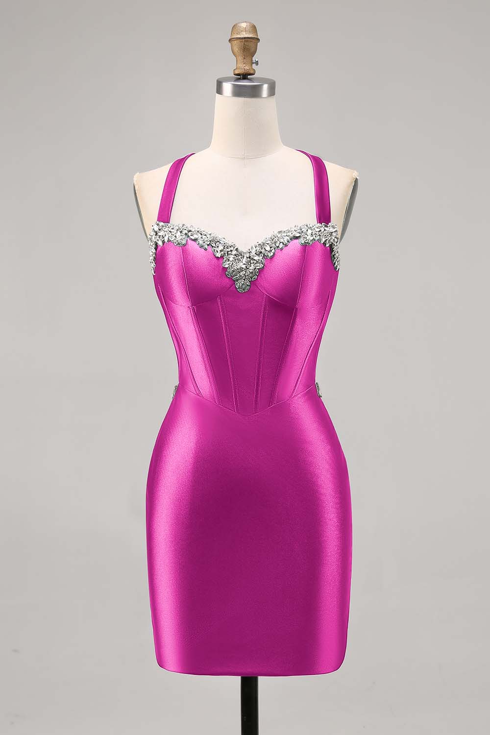 Beaded Corset Dark Green Homecoming Dress