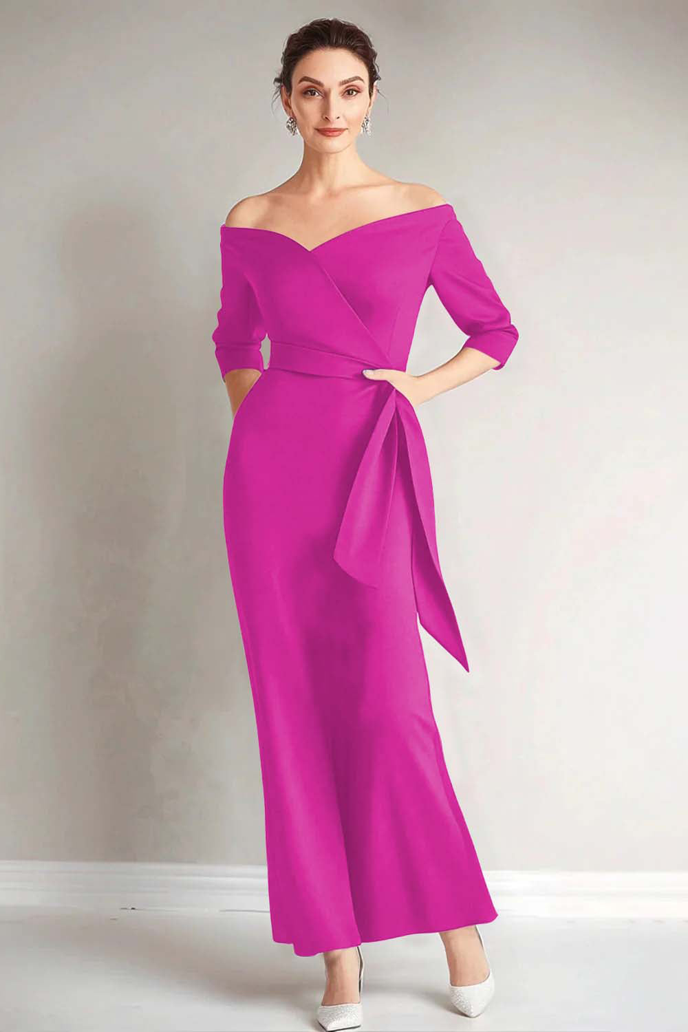 Navy Mermaid Off the Shoulder Mother of The Bride Dress
