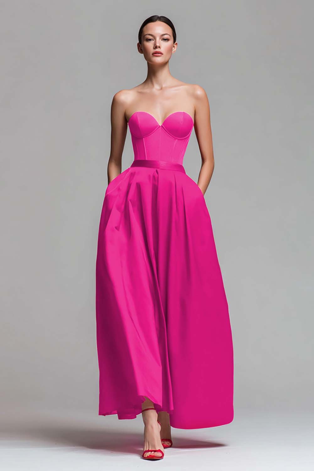 Sweetheart A-Line Corset Red and Fuchsia Formal Dress
