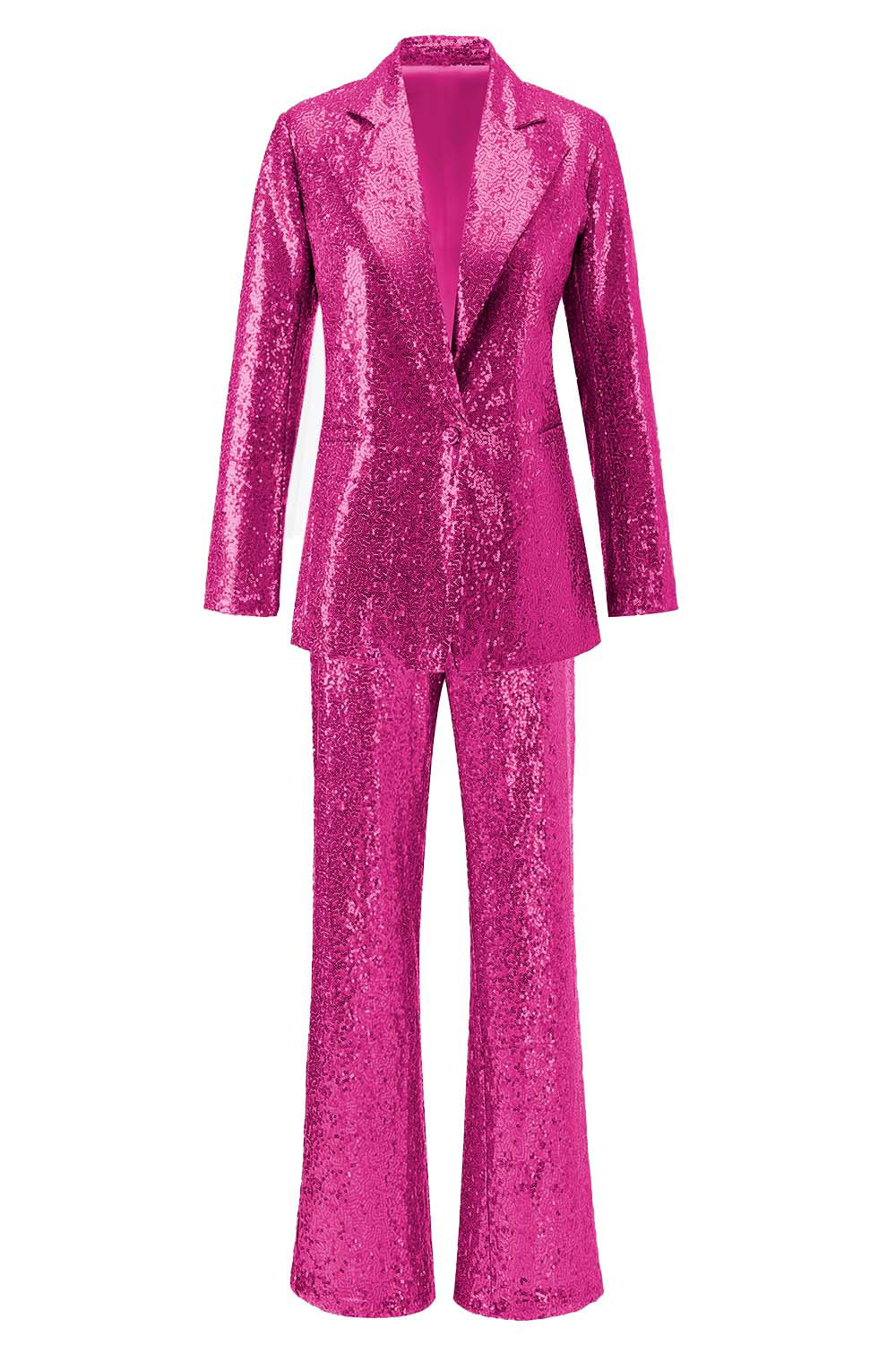 Sparkly Silver Notched Lapel 2-Piece Women Prom Suits