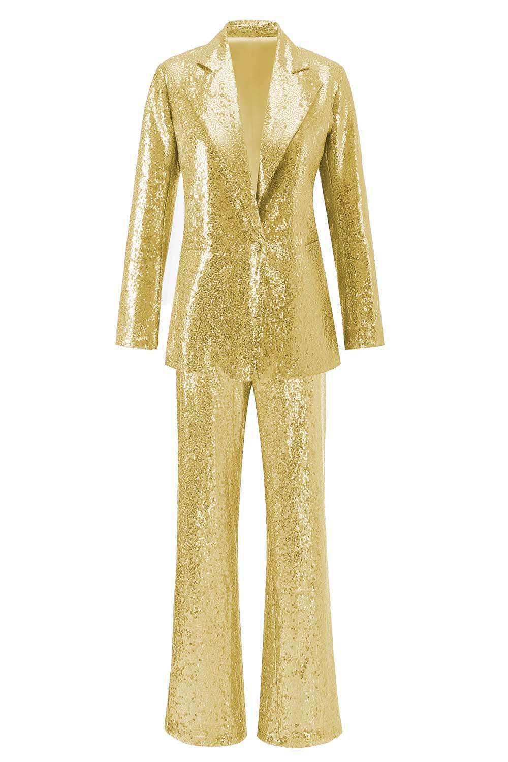 Sparkly Silver Notched Lapel 2-Piece Women Prom Suits