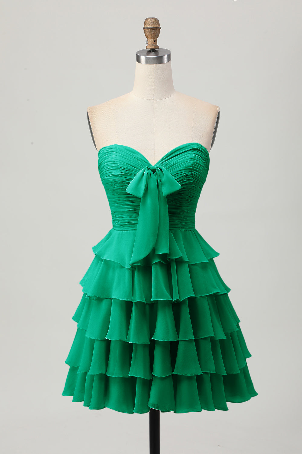 Light Yellow Strapless Tiered Ruffle A-Line Homecoming Dress