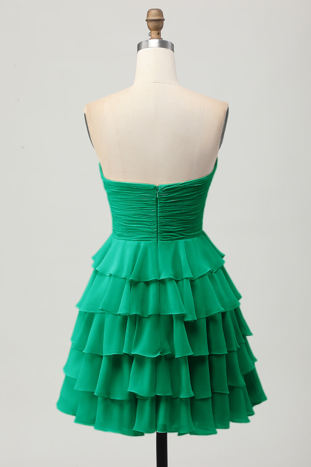 Light Yellow Strapless Tiered Ruffle A-Line Homecoming Dress