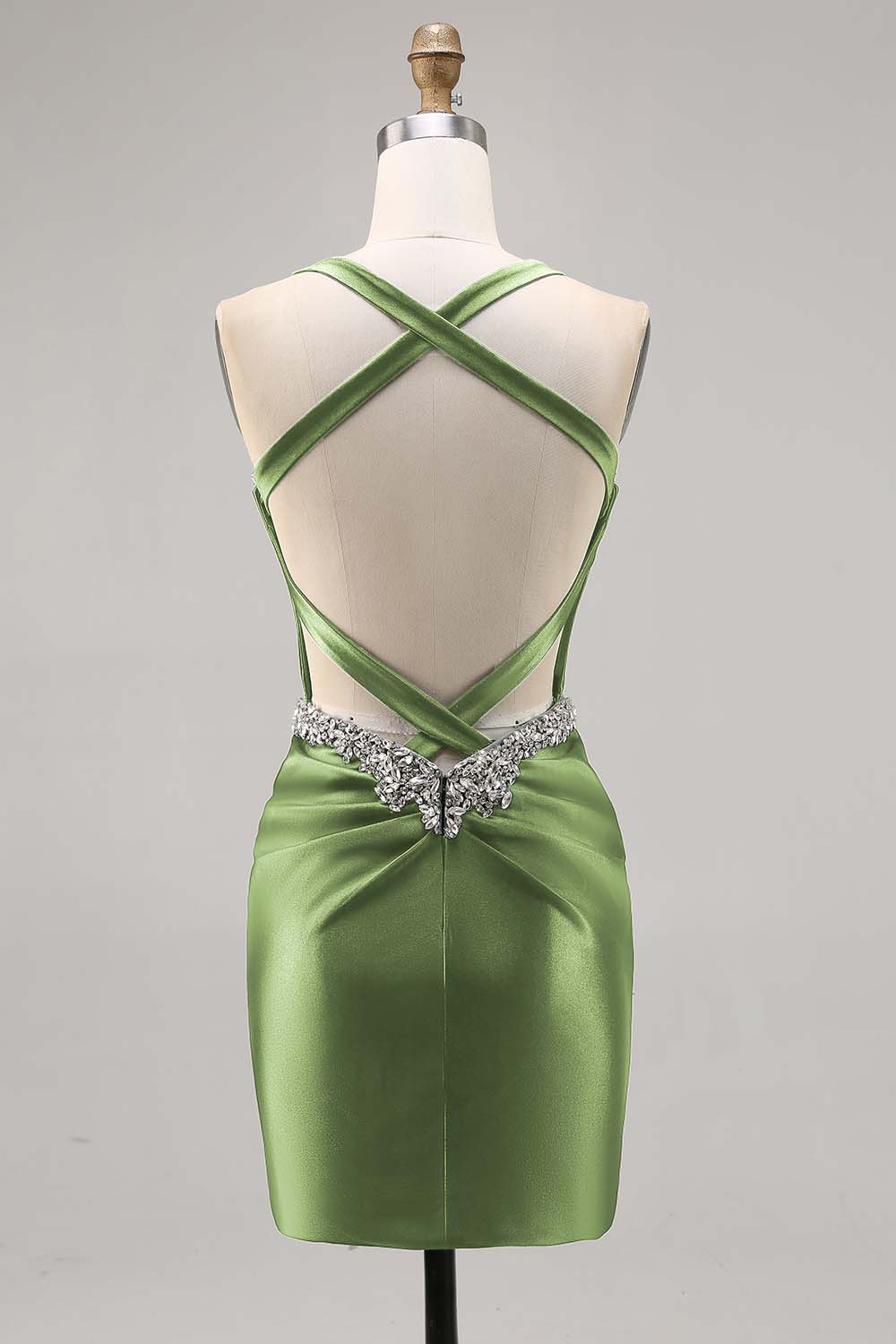 Beaded Corset Dark Green Homecoming Dress