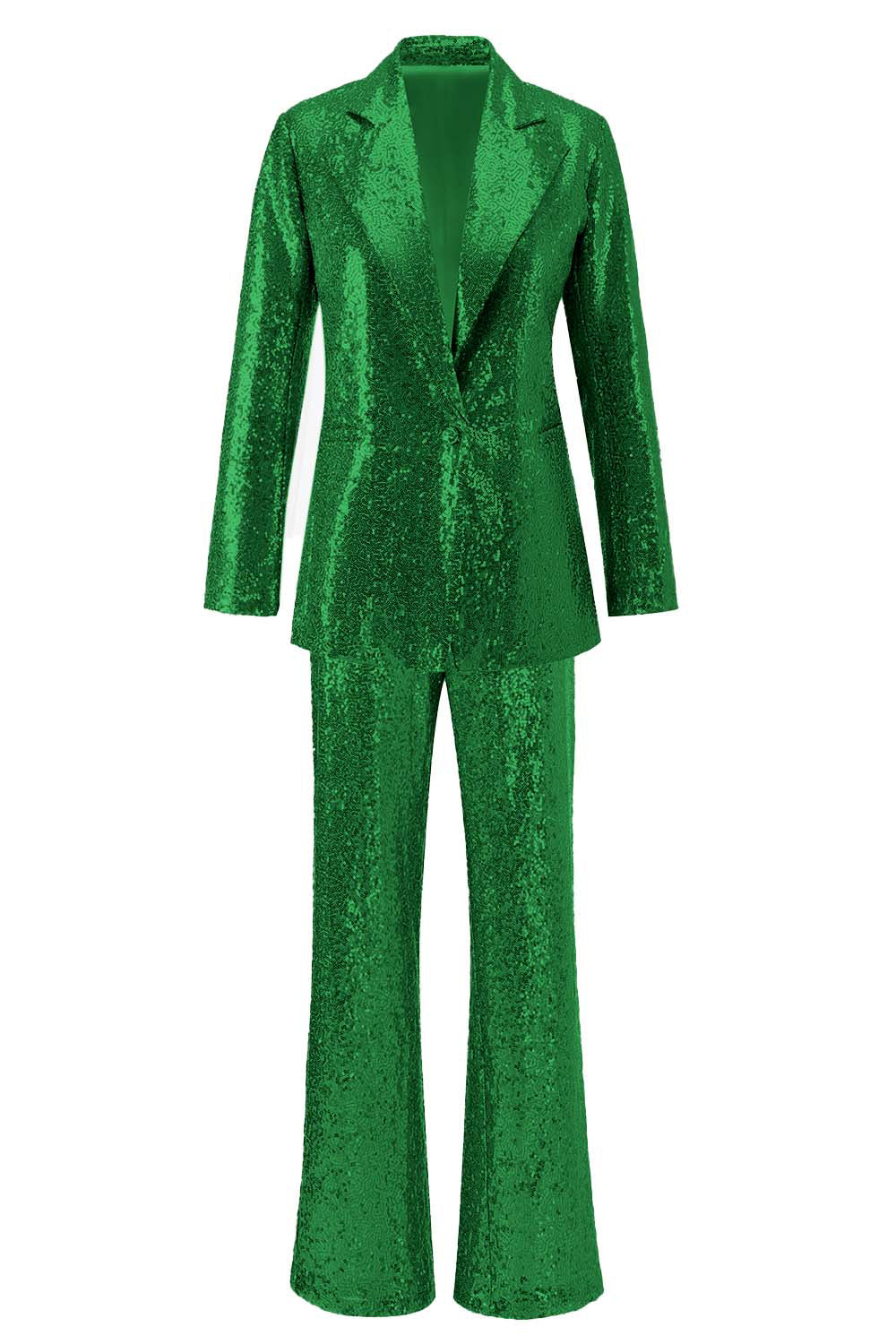 Sparkly Silver Notched Lapel 2-Piece Women Prom Suits