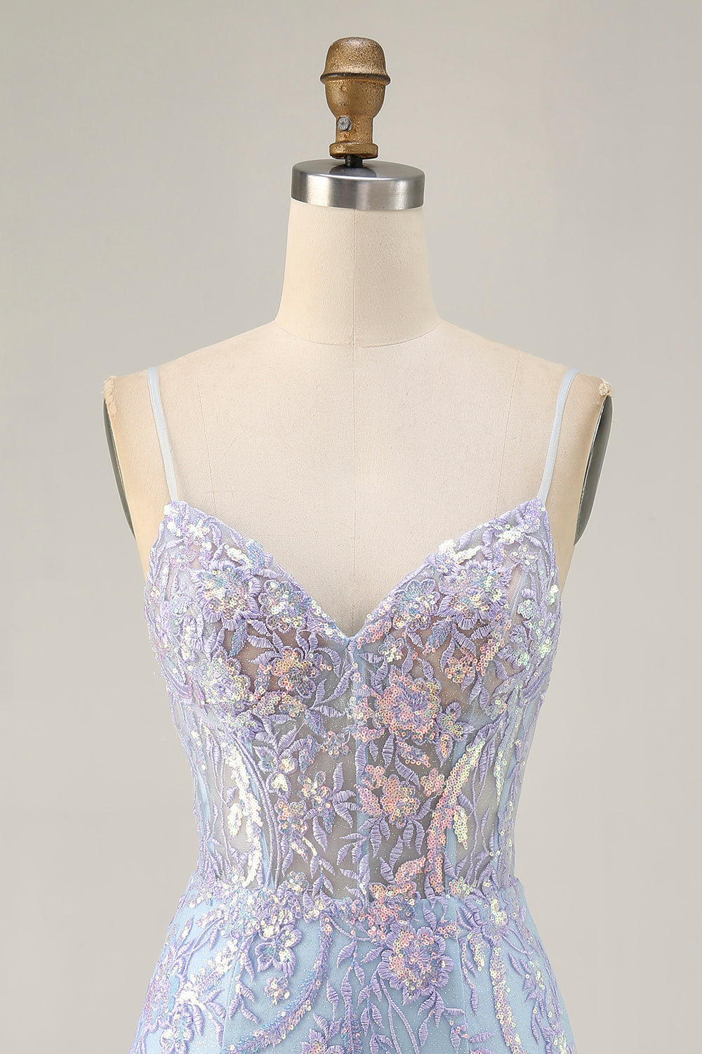 Lilac Corset Sequin Bodycon Homecoming Dress With Appliques