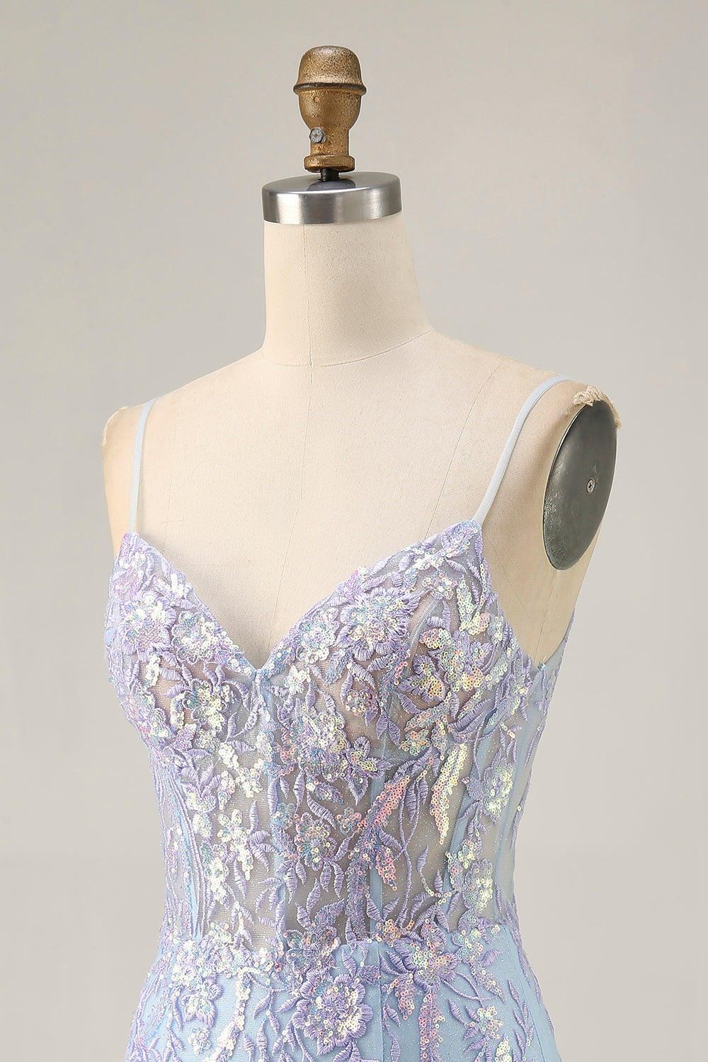 Light Blue Corset Appliqued Bodycon Homecoming Dress with Sequins