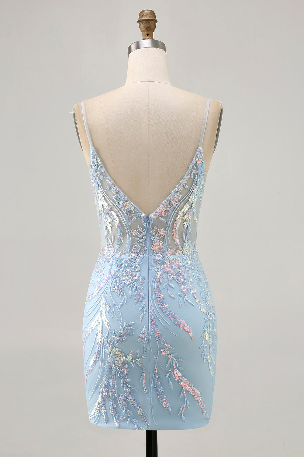 Blue Appliqued Bodycon Corset Homecoming Dress with Sequins