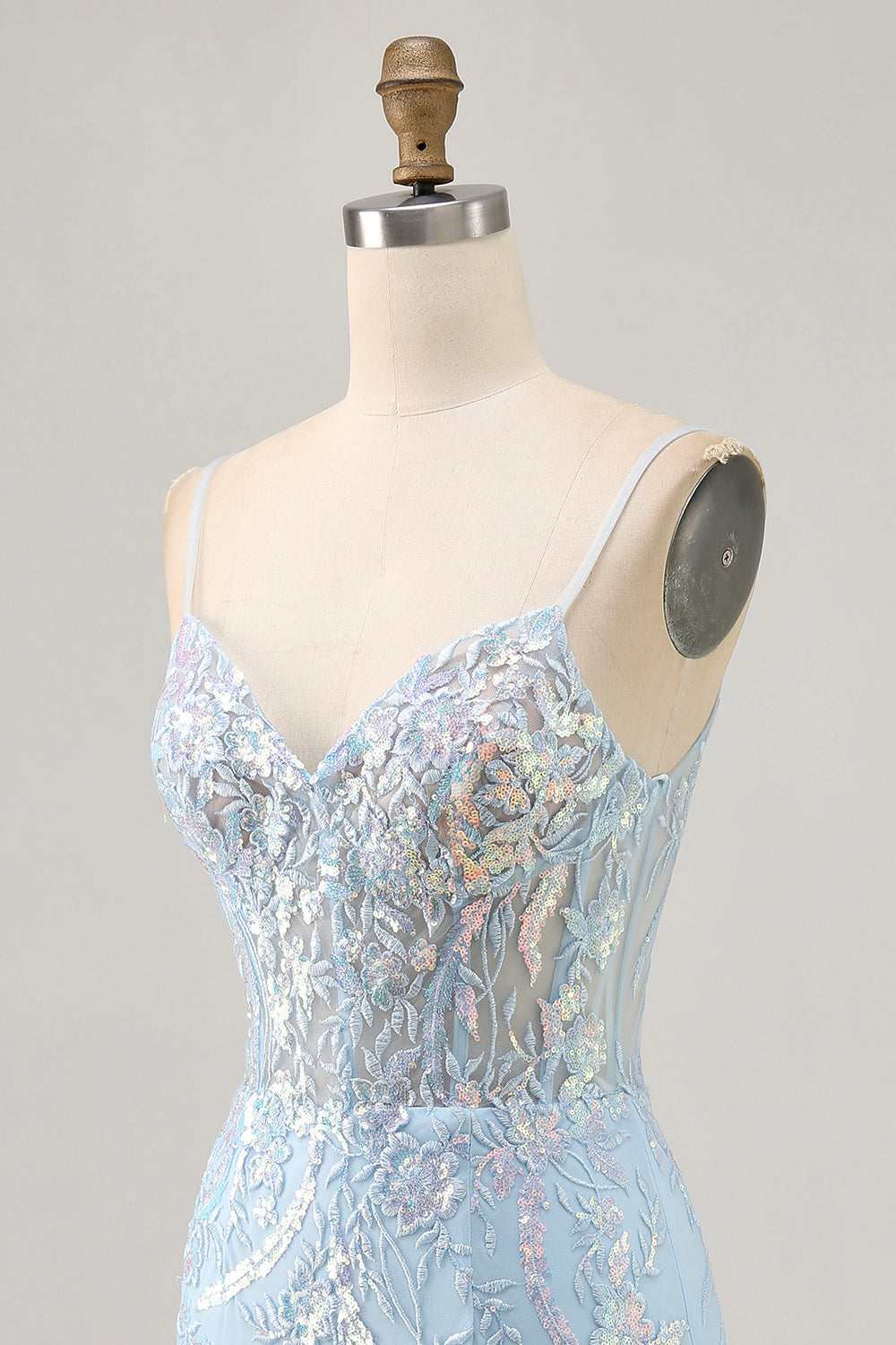 Lilac Corset Sequin Bodycon Homecoming Dress With Appliques