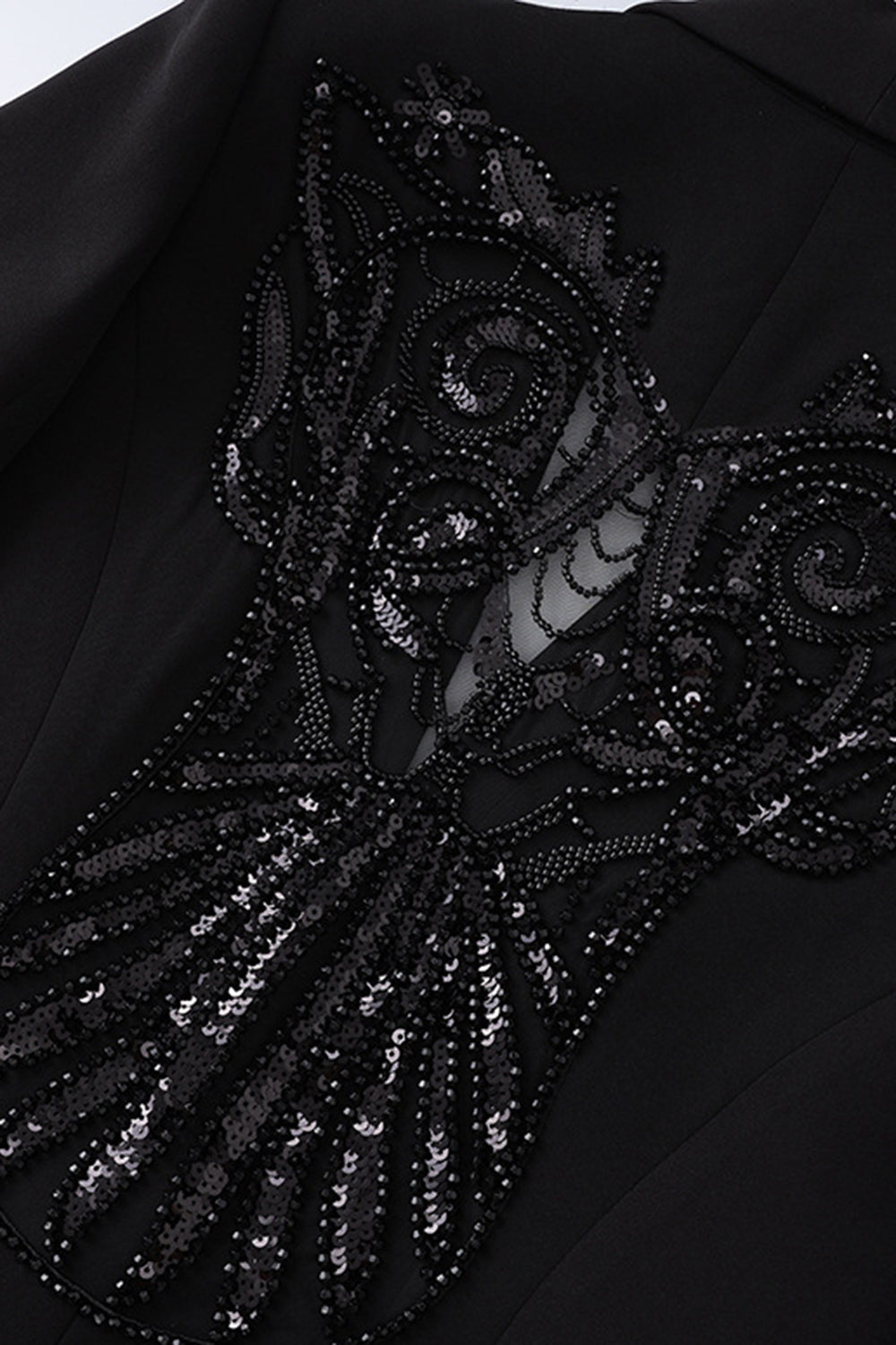 Shawl Lapel Black Beaded Women Prom Blazer With Sequins