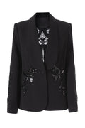 Shawl Lapel Black Beaded Women Prom Blazer With Sequins