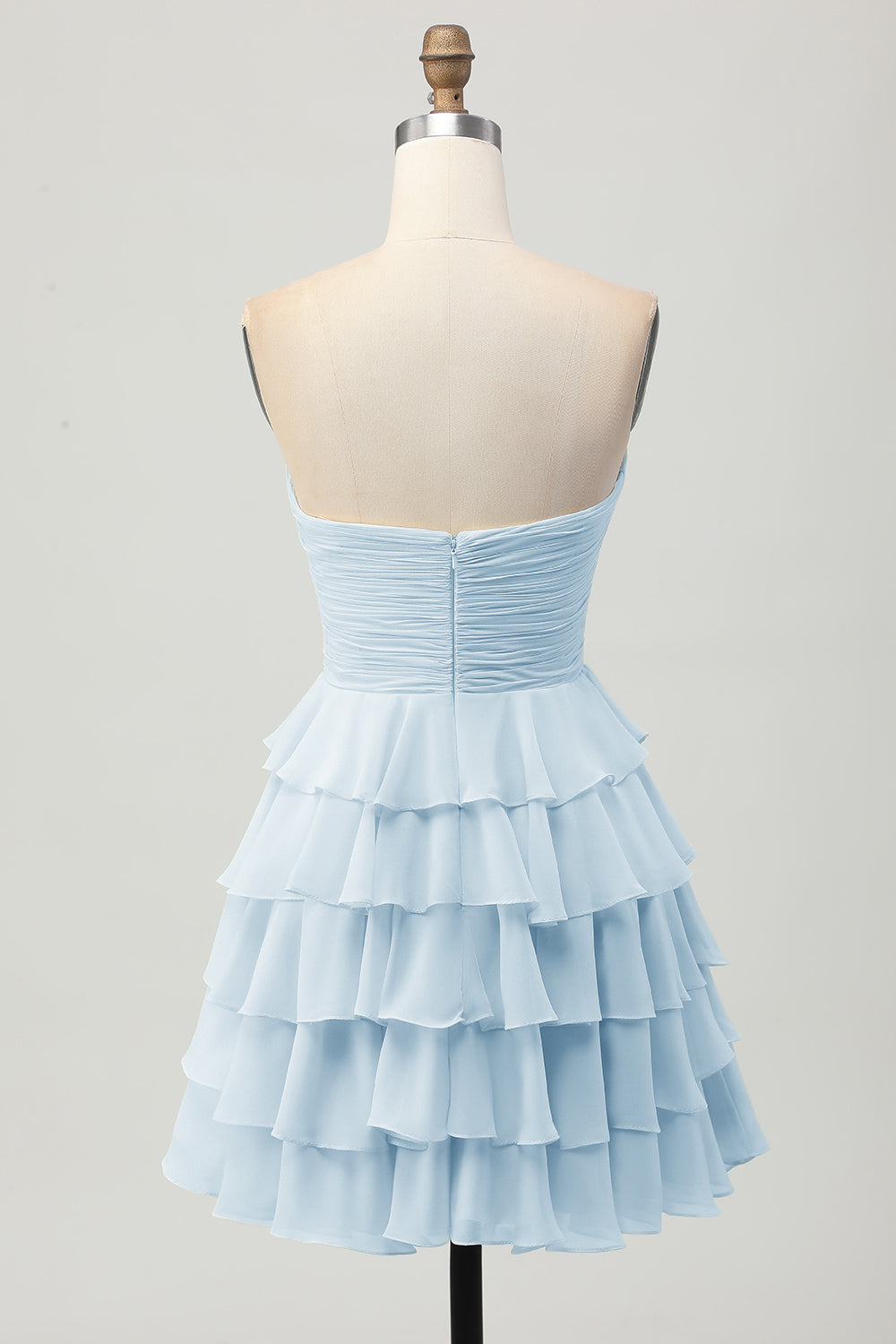 Light Yellow Strapless Tiered Ruffle A-Line Homecoming Dress