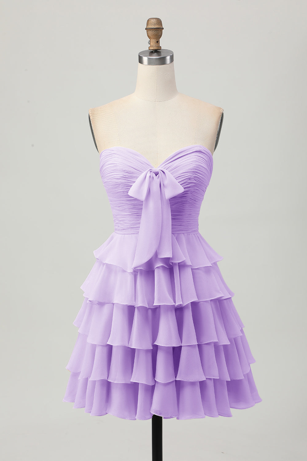 Light Yellow Strapless Tiered Ruffle A-Line Homecoming Dress