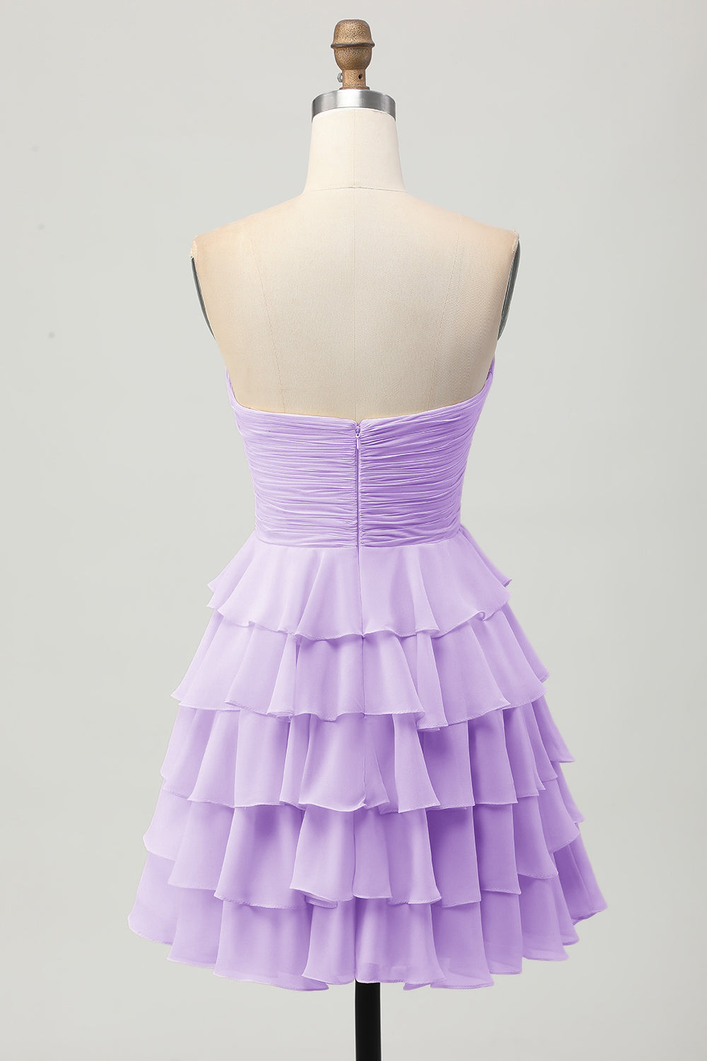 Light Yellow Strapless Tiered Ruffle A-Line Homecoming Dress