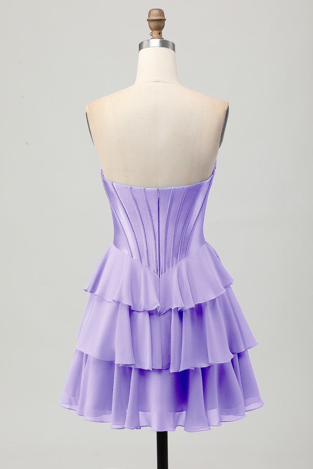 Blue Corset Strapless Tiered A Line Homecoming Dress
