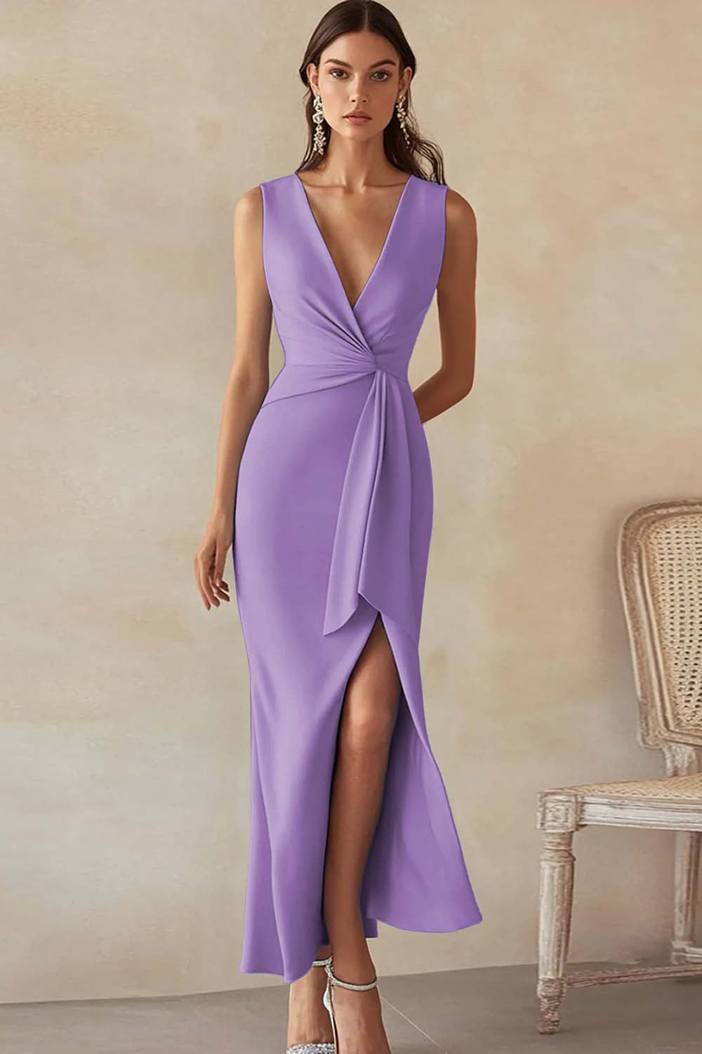 Ivory V Neck Bodycon Work Dress