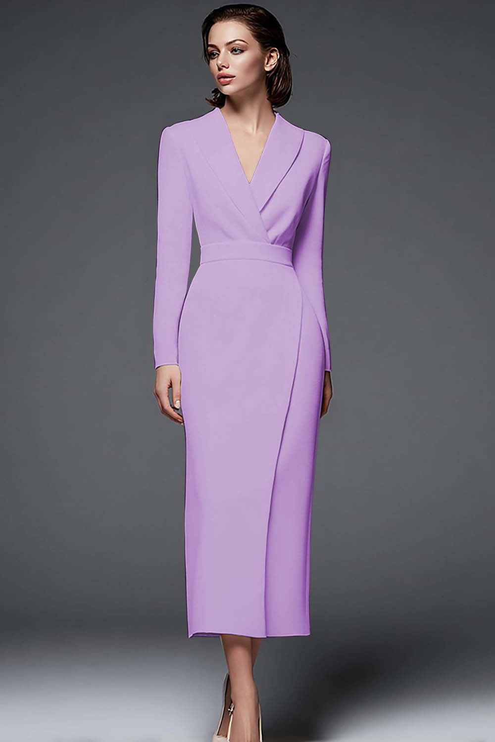 Ivory Sheath Work Dress With Long Sleeves