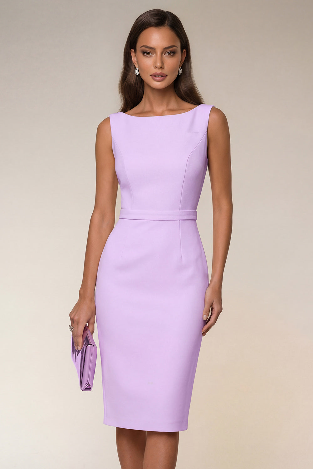 Ivory Bodycon Midi Work Dress with Slit