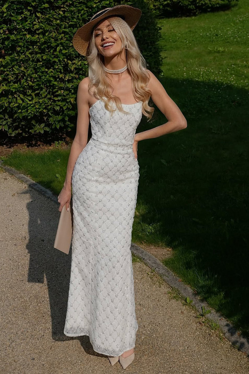 Lola Strapless Gown in White