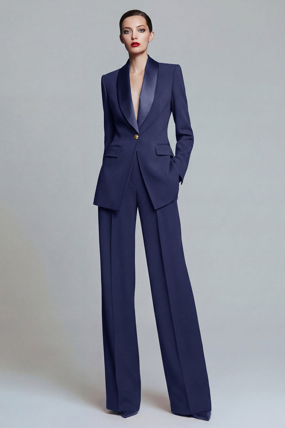 2 Piece Dark Green Shawl Lapel Single Buckle Women Suits