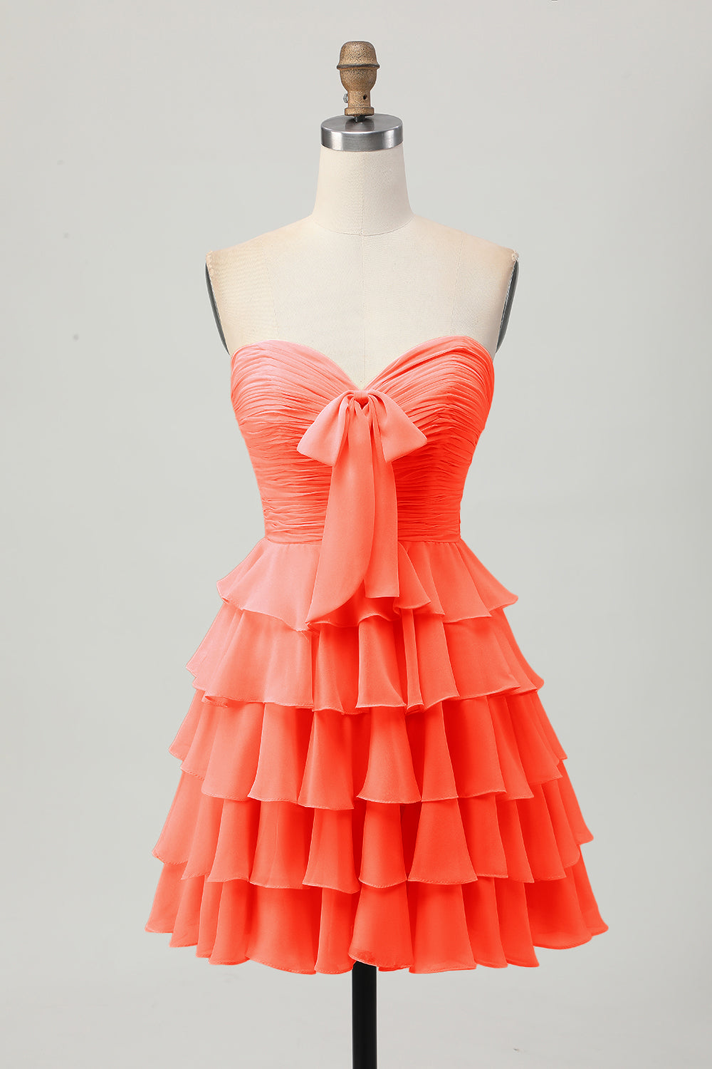 Light Yellow Strapless Tiered Ruffle A-Line Homecoming Dress