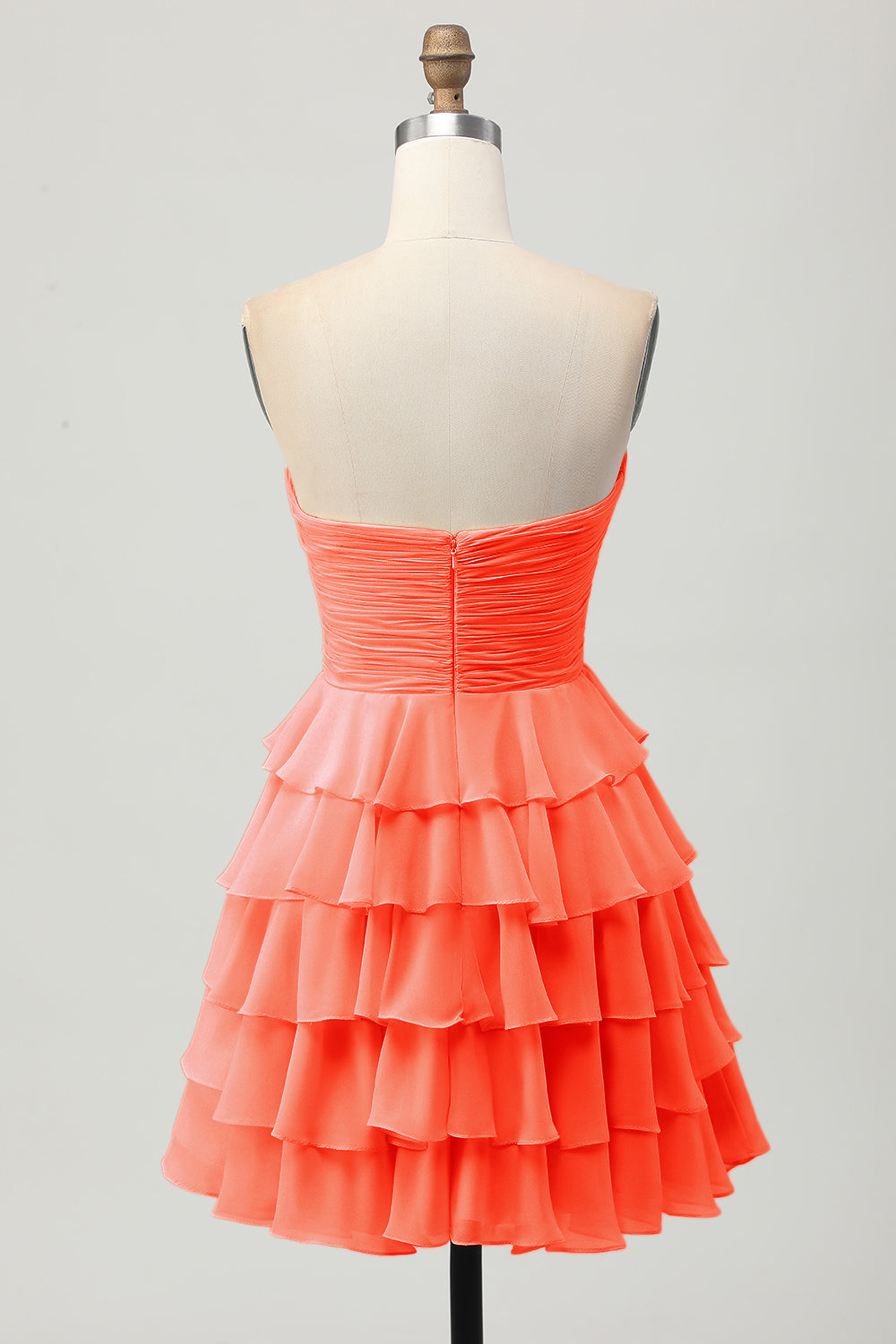 Light Yellow Strapless Tiered Ruffle A-Line Homecoming Dress