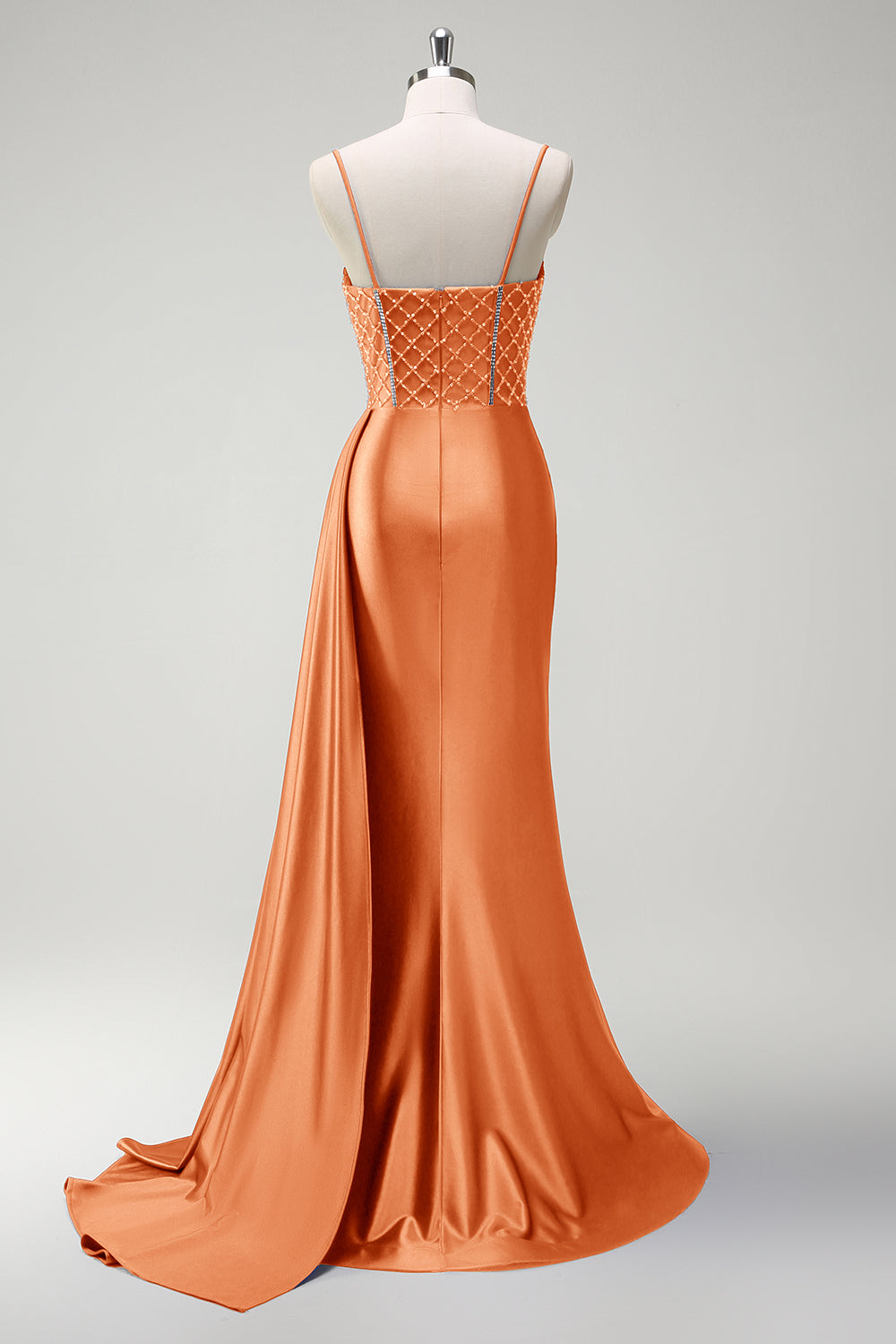 Royal Blue Mermaid Beaded Corset Prom Dress with Sash