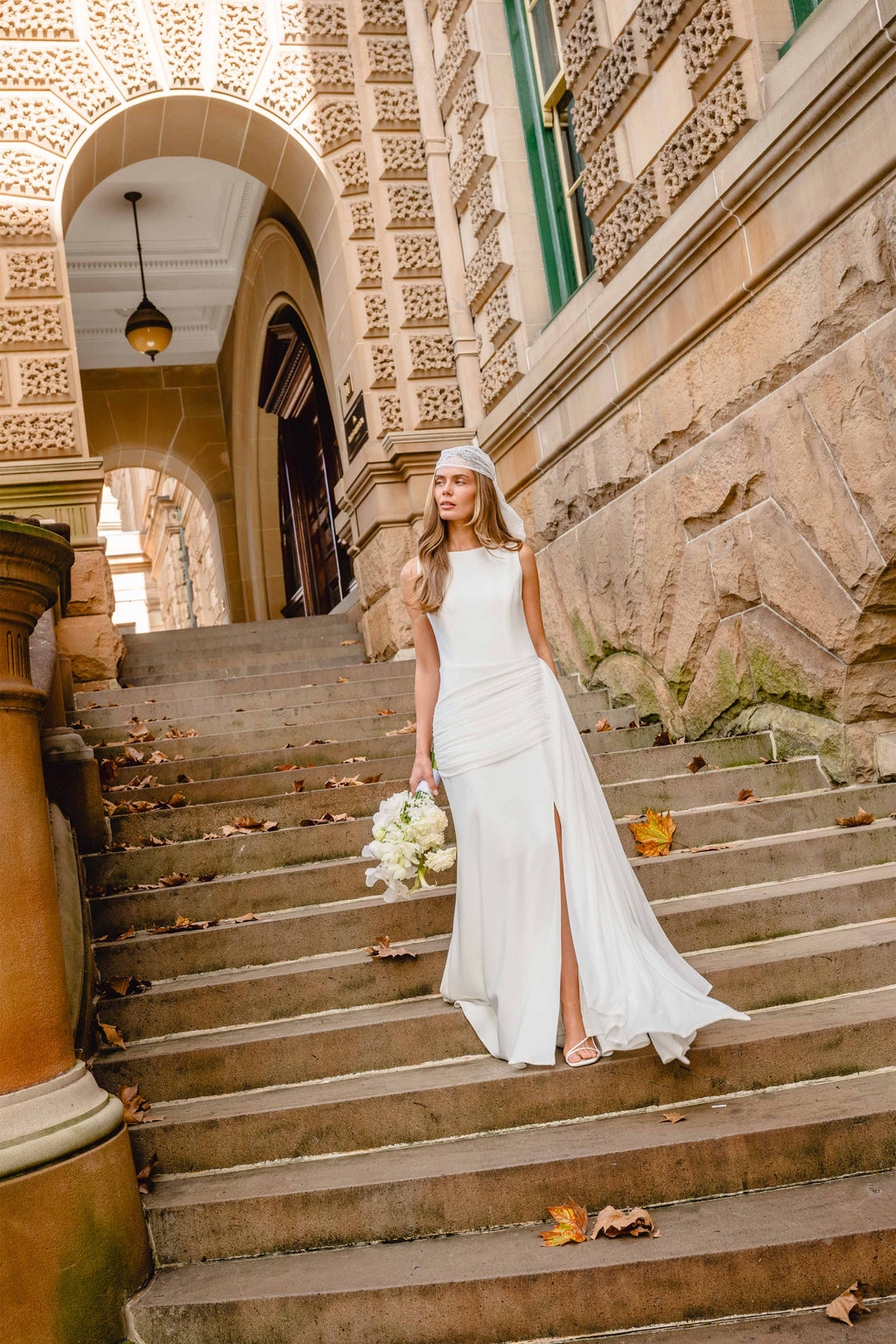 Amelina Sash Gown in White