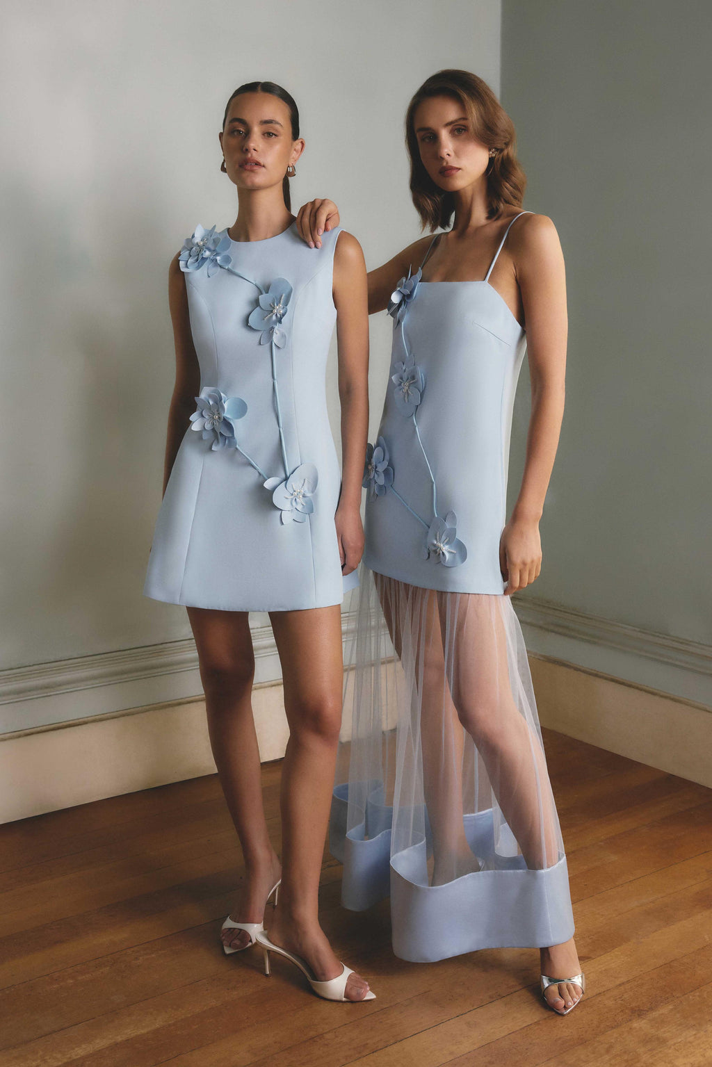 Reina Applique Mini Dress Dress Sky Blue