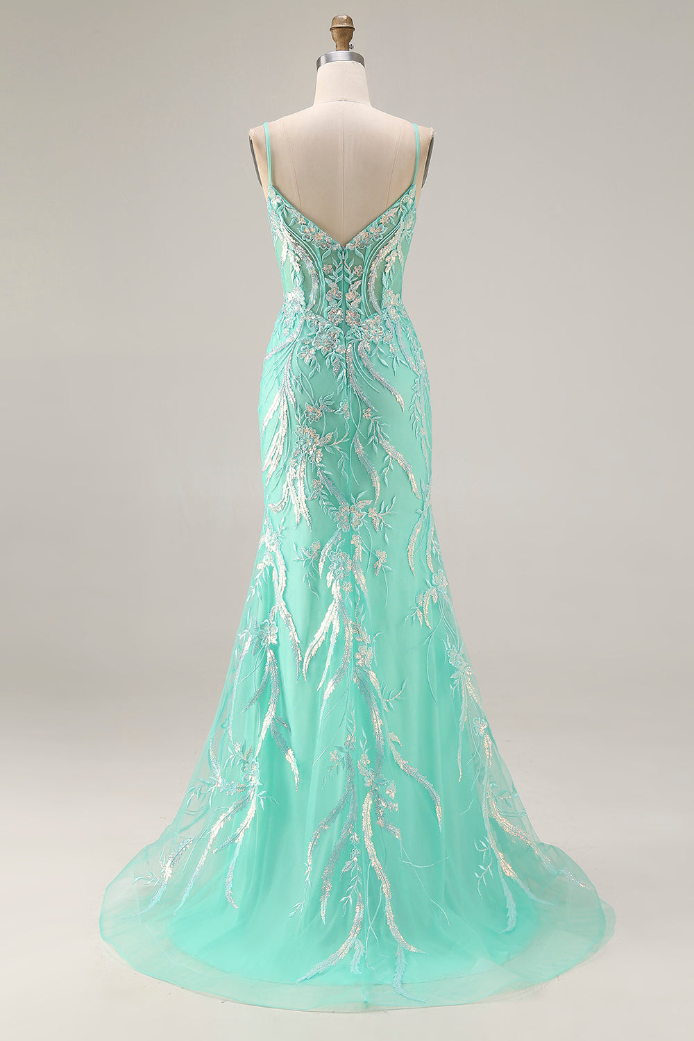 Sparkly Purple Mermaid Appliqued Maxi Prom Dress