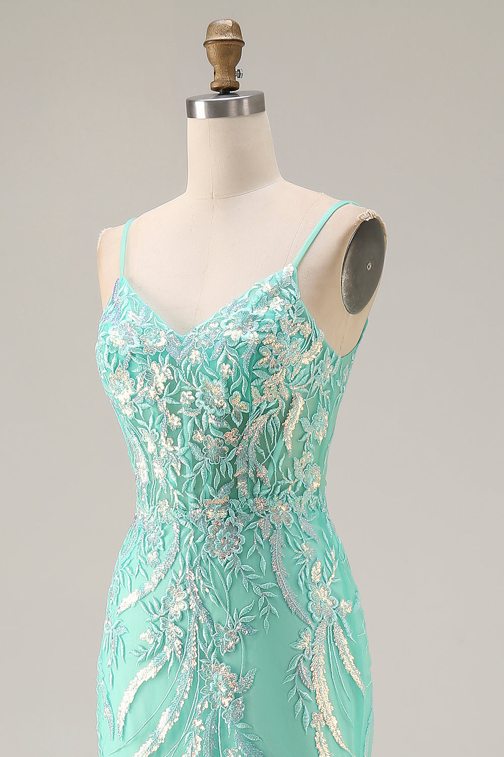 Sparkly Purple Mermaid Appliqued Maxi Prom Dress
