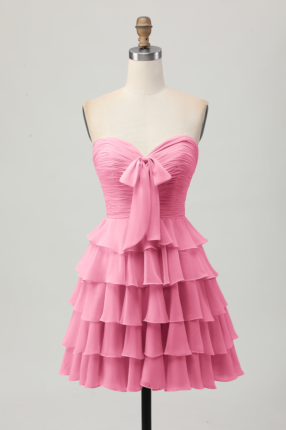Light Yellow Strapless Tiered Ruffle A-Line Homecoming Dress