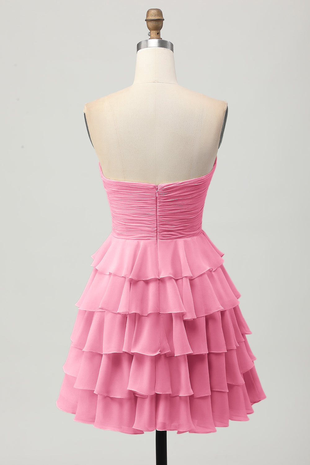 Light Yellow Strapless Tiered Ruffle A-Line Homecoming Dress
