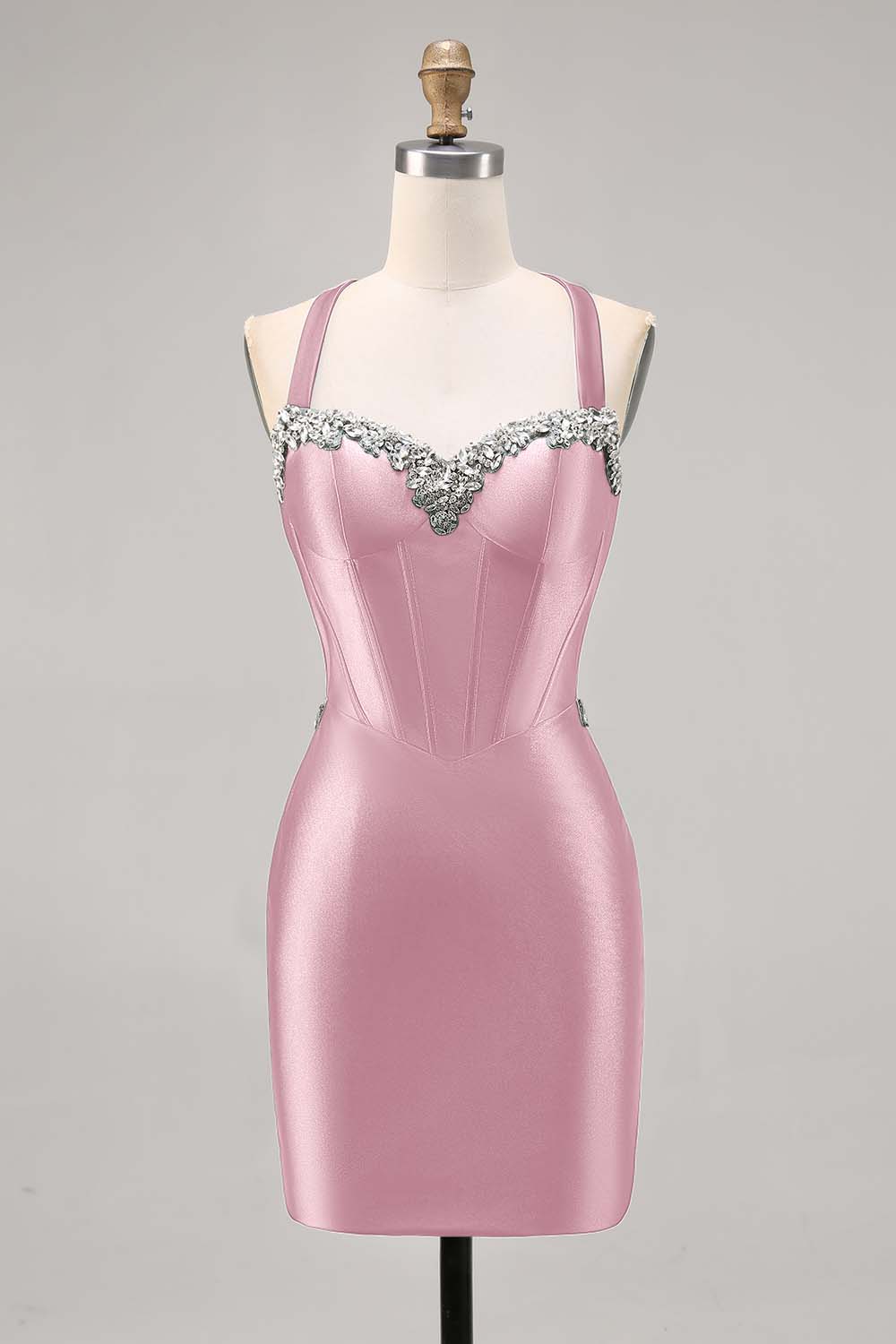 Beaded Corset Dark Green Homecoming Dress