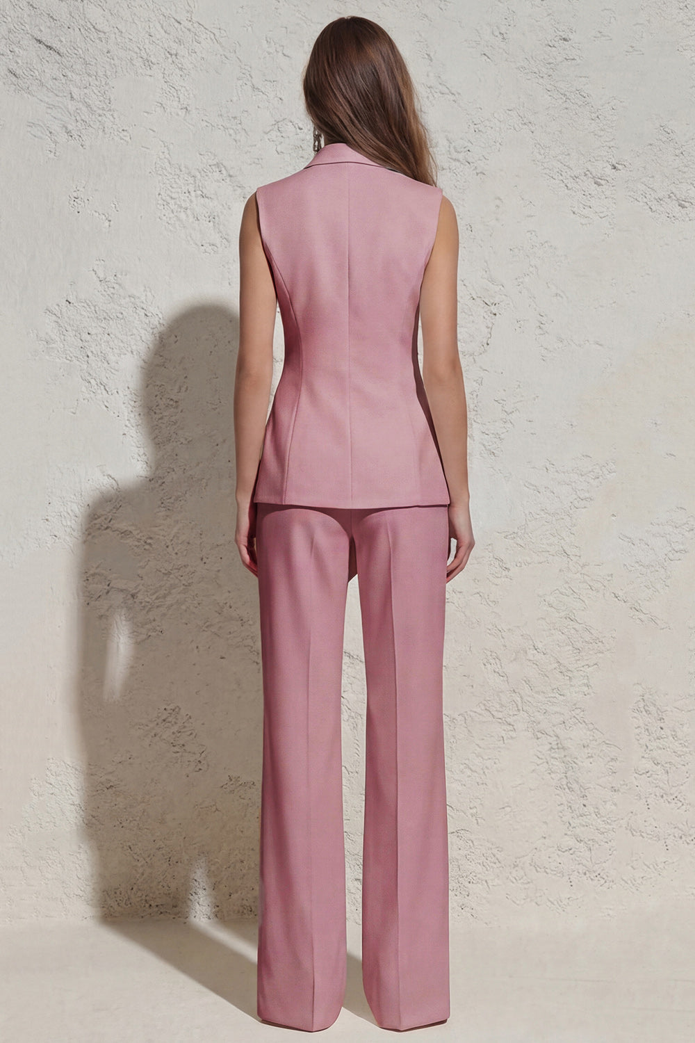 Notched Lapel White Sleeveless Women Suits with Sash