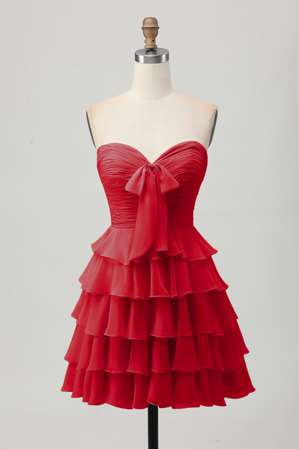 Light Yellow Strapless Tiered Ruffle A-Line Homecoming Dress