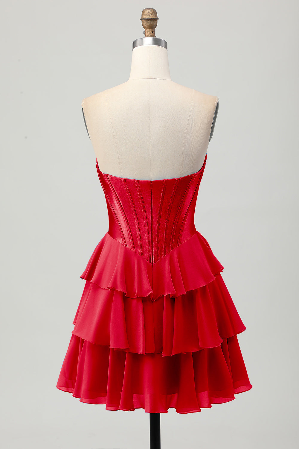 Strapless Corset A Line Tiered Yellow Homecoming Dress
