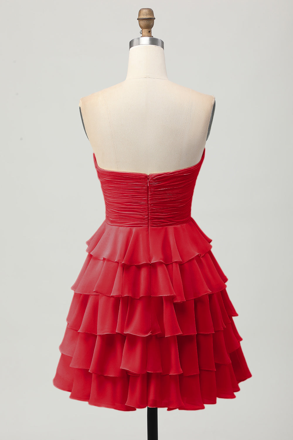 Light Yellow Strapless Tiered Ruffle A-Line Homecoming Dress