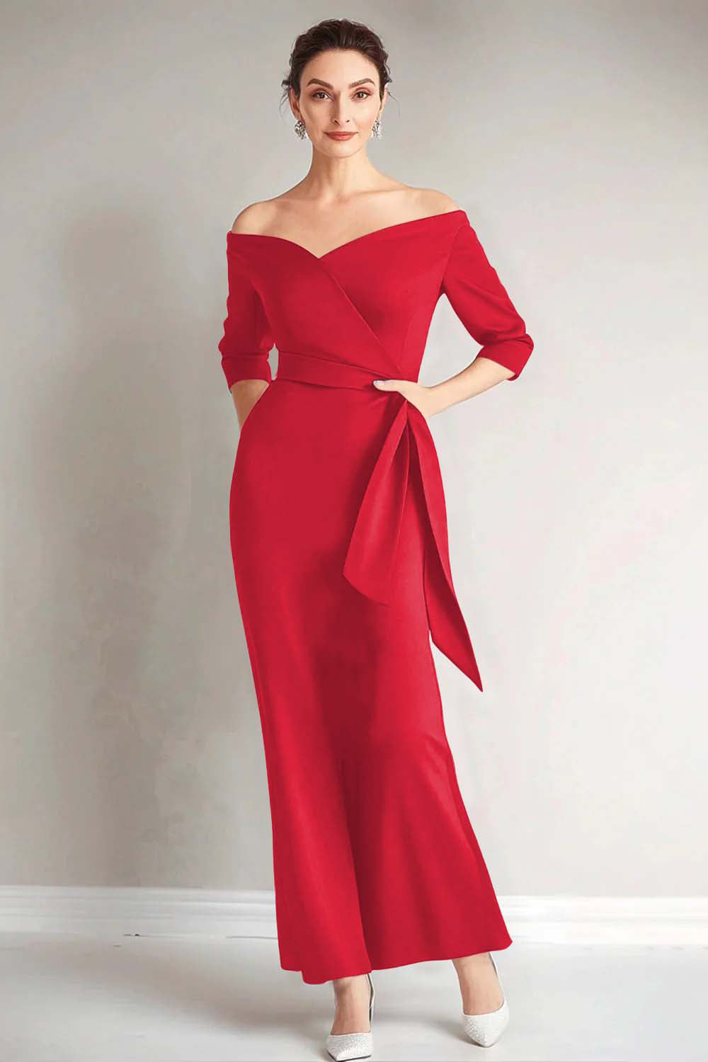 Navy Mermaid Off the Shoulder Mother of The Bride Dress