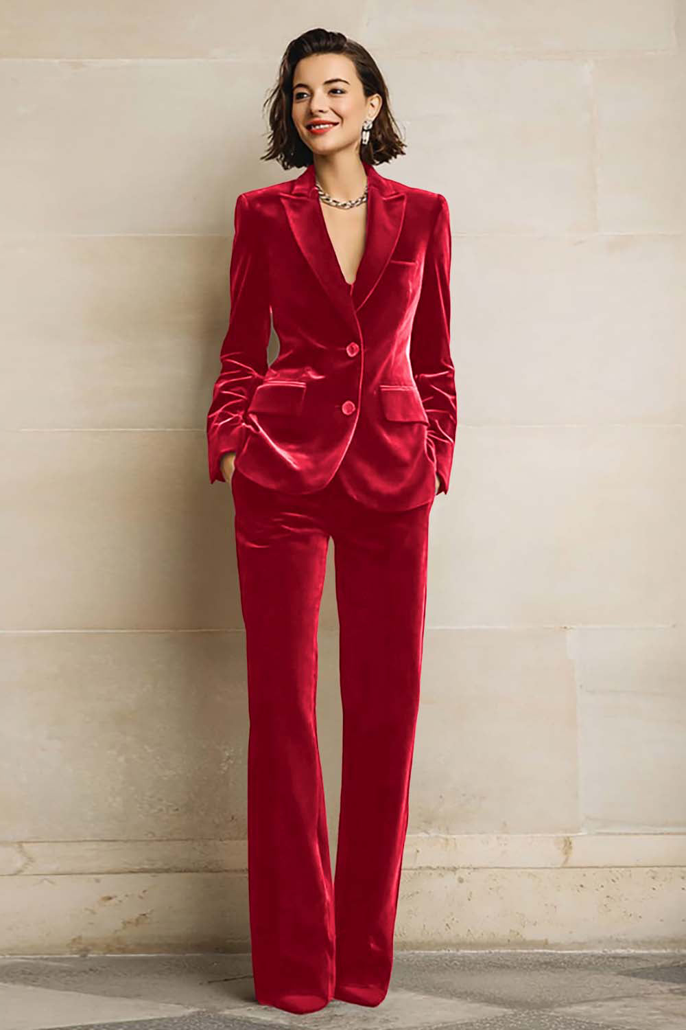 Purple Velvet Peak Lapel 2 Piece Women Suits