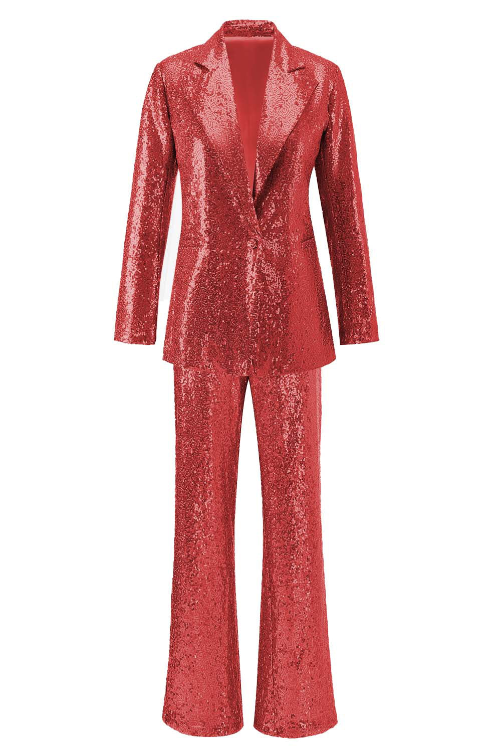 Sparkly Silver Notched Lapel 2-Piece Women Prom Suits