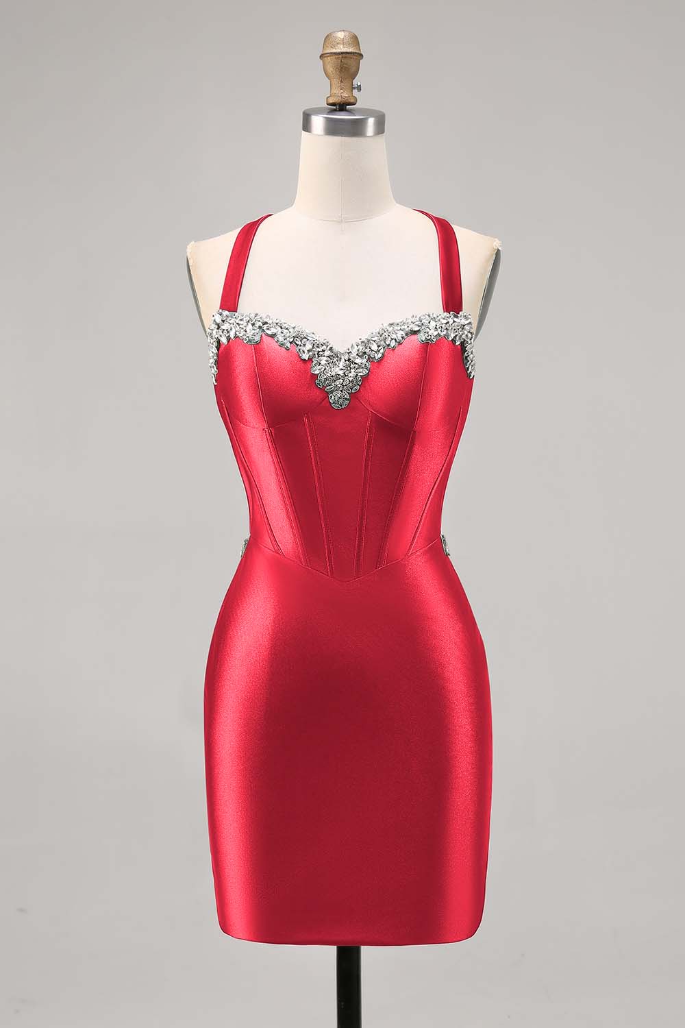 Beaded Corset Dark Green Homecoming Dress