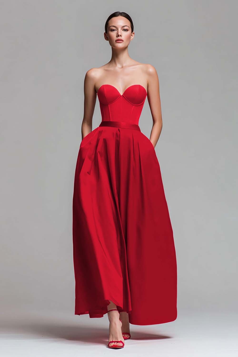 Sweetheart A-Line Corset Red and Fuchsia Formal Dress