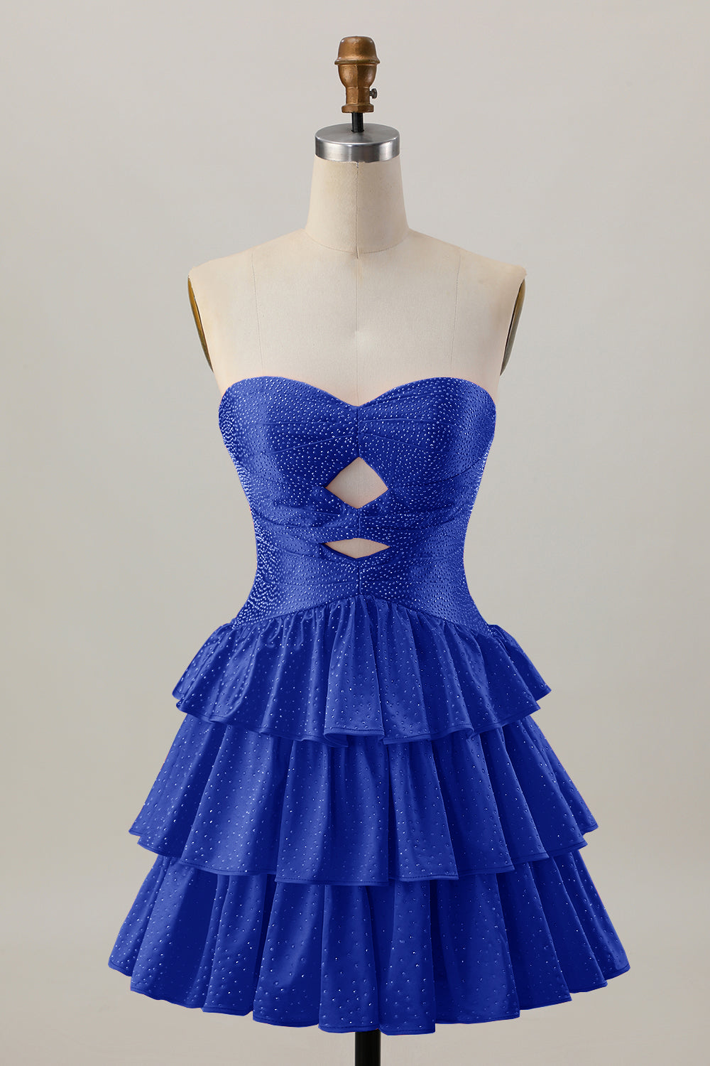 Orange Cut Out Tiered A Line Strapless Homecoming Dress with Beading