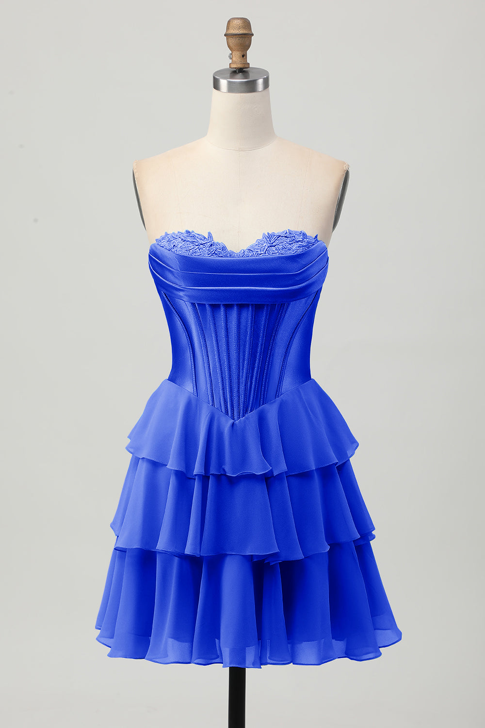 Strapless Corset A Line Tiered Yellow Homecoming Dress