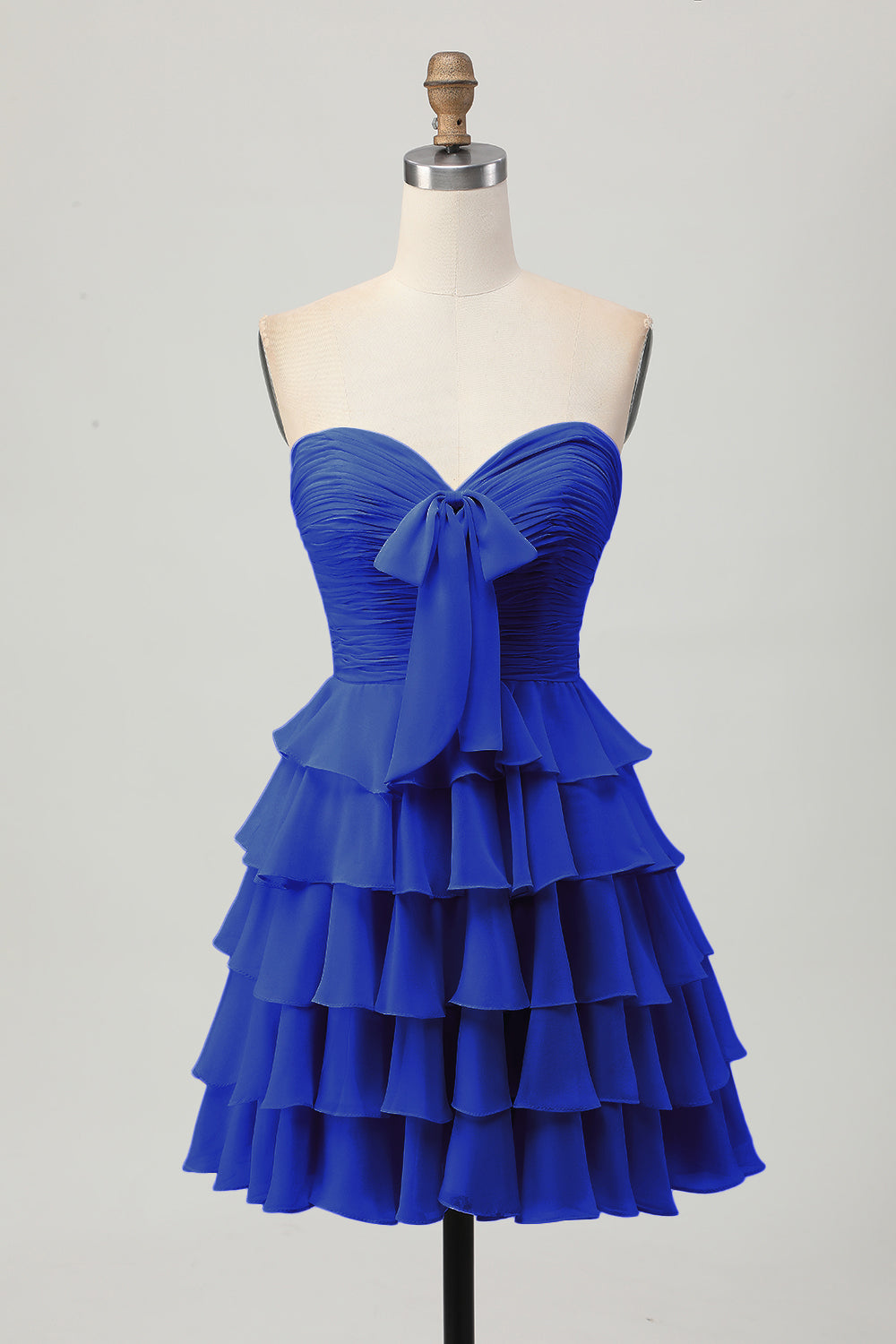Light Yellow Strapless Tiered Ruffle A-Line Homecoming Dress