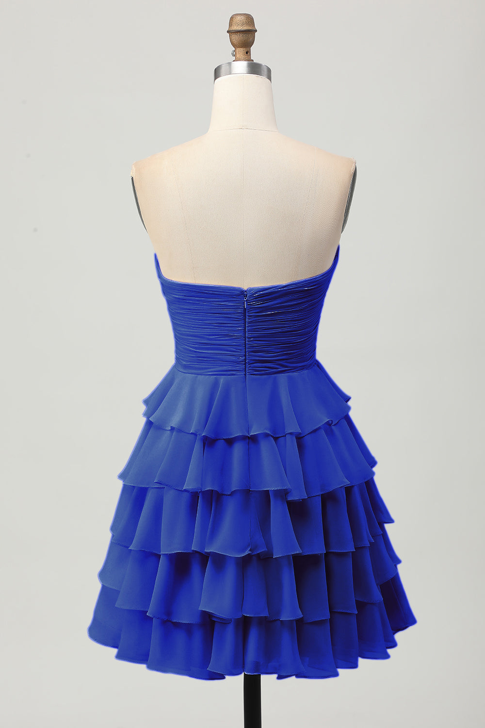 Light Yellow Strapless Tiered Ruffle A-Line Homecoming Dress