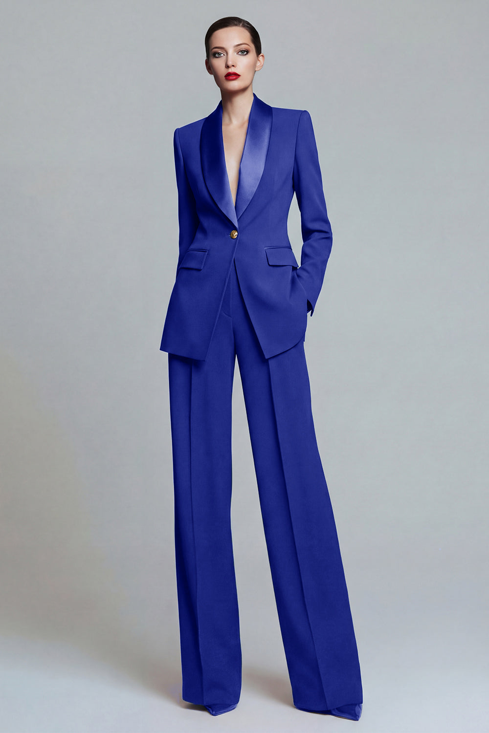 2 Piece Dark Green Shawl Lapel Single Buckle Women Suits