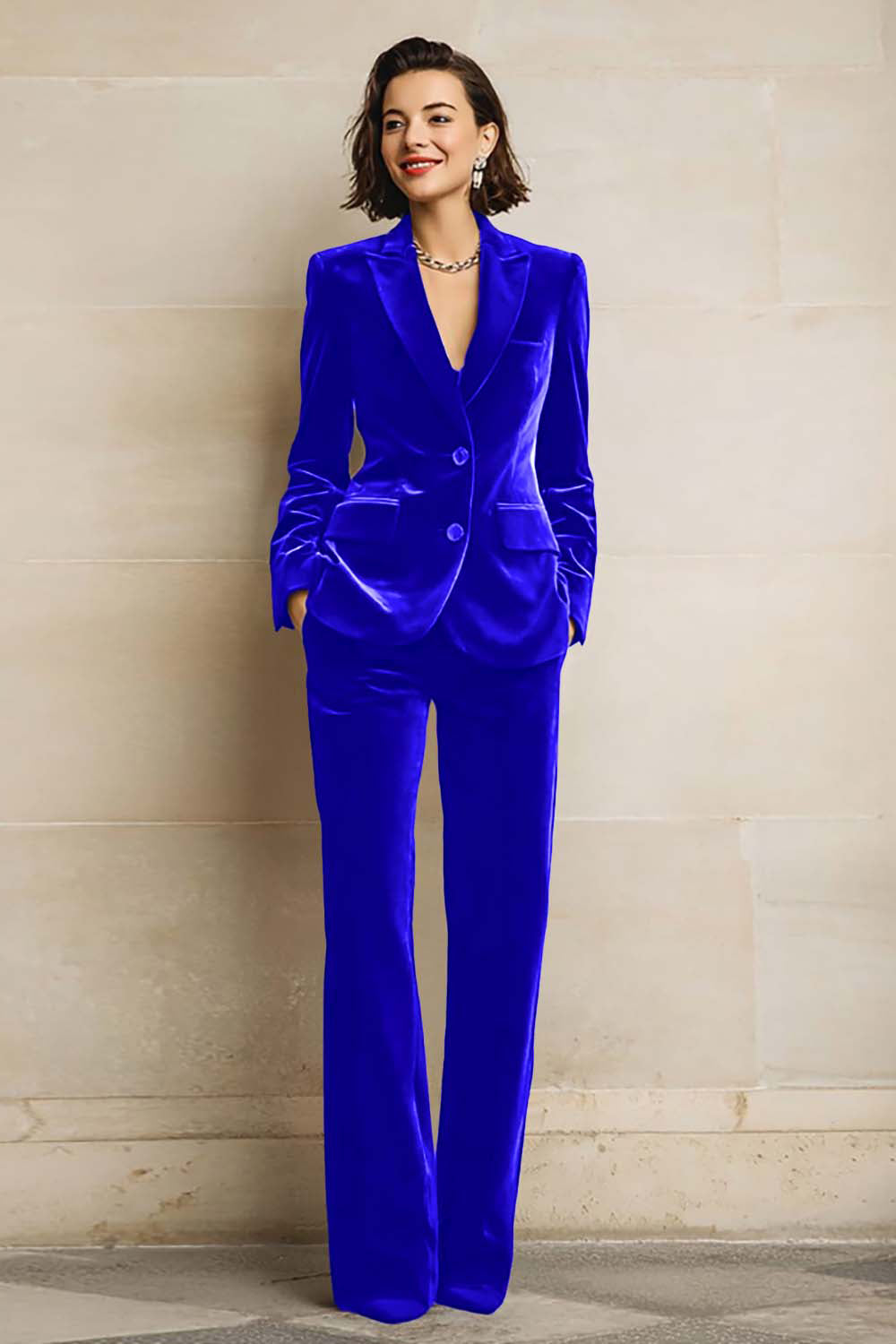 Purple Velvet Peak Lapel 2 Piece Women Suits